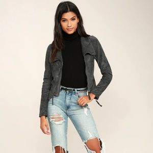 Lulu’s Ready For Anything Grey Suede Moto Jacket